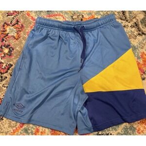 Umbro Youth Size XL 14/16 Royal & Light Blue / Yellow Athletic Shorts